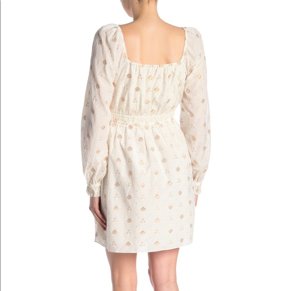 Joie Mianda Long Sleeve embroidered Dress square neck tassel - Picture 2 of 12